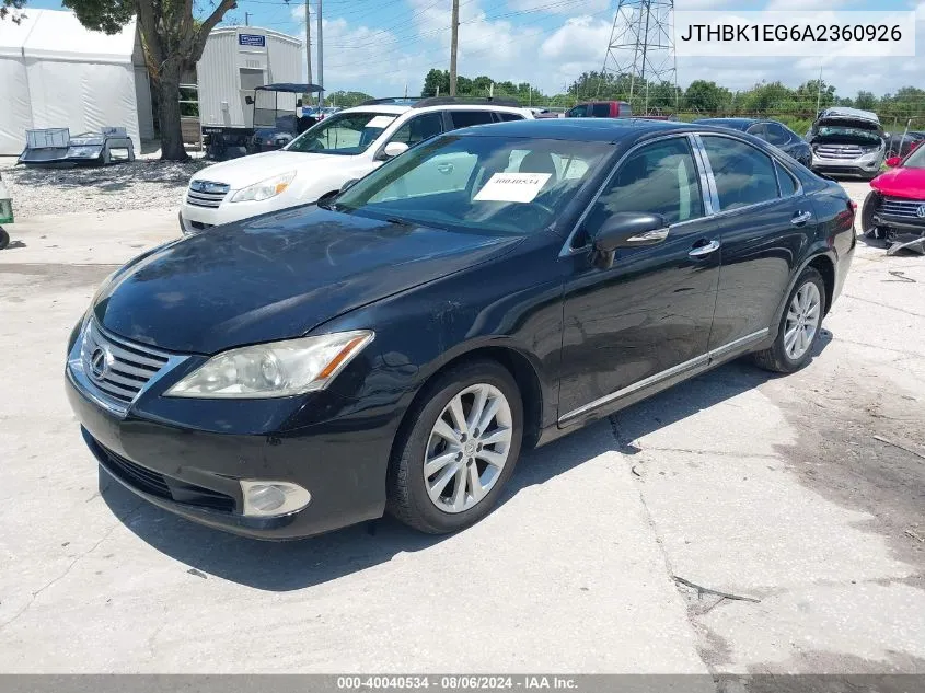 JTHBK1EG6A2360926 2010 Lexus Es 350