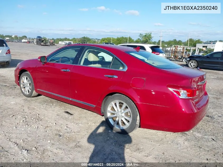 2010 Lexus Es 350 VIN: JTHBK1EGXA2350240 Lot: 40144023