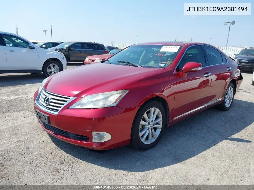 JTHBK1EG9A2381494 2010 Lexus Es 350