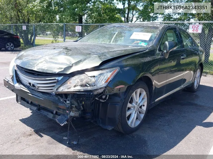 2010 Lexus Es 350 VIN: JTHBK1EG6A2343351 Lot: 40177092