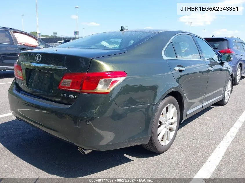 2010 Lexus Es 350 VIN: JTHBK1EG6A2343351 Lot: 40177092