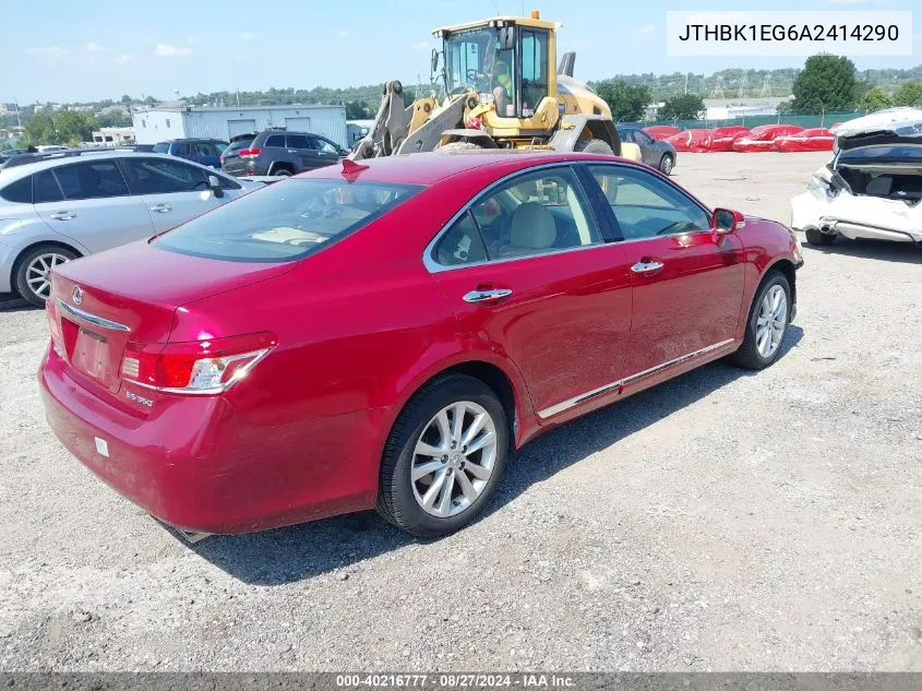 2010 Lexus Es 350 VIN: JTHBK1EG6A2414290 Lot: 40216777