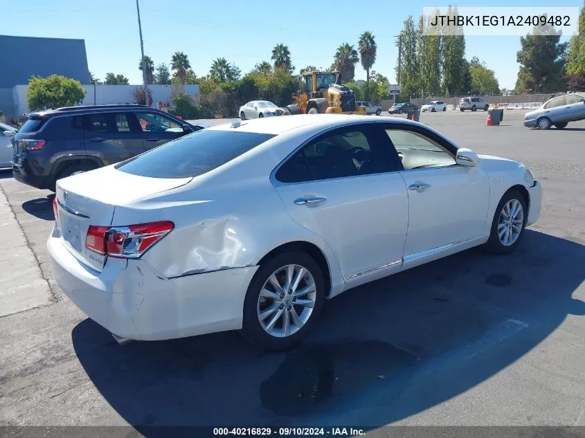 2010 Lexus Es 350 VIN: JTHBK1EG1A2409482 Lot: 40216829