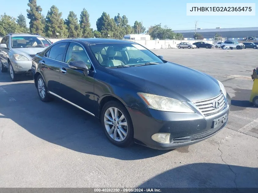 2010 Lexus Es 350 VIN: JTHBK1EG2A2365475 Lot: 40282250