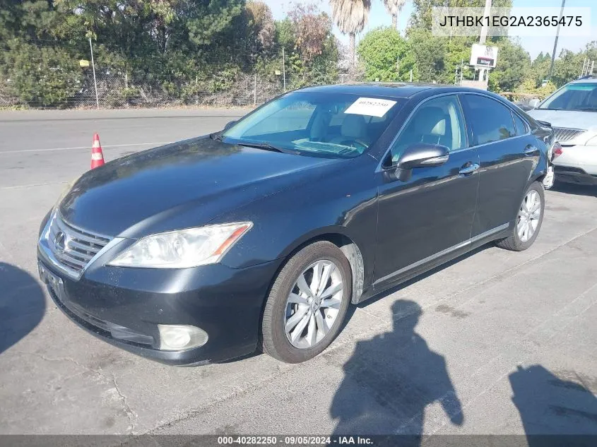 2010 Lexus Es 350 VIN: JTHBK1EG2A2365475 Lot: 40282250