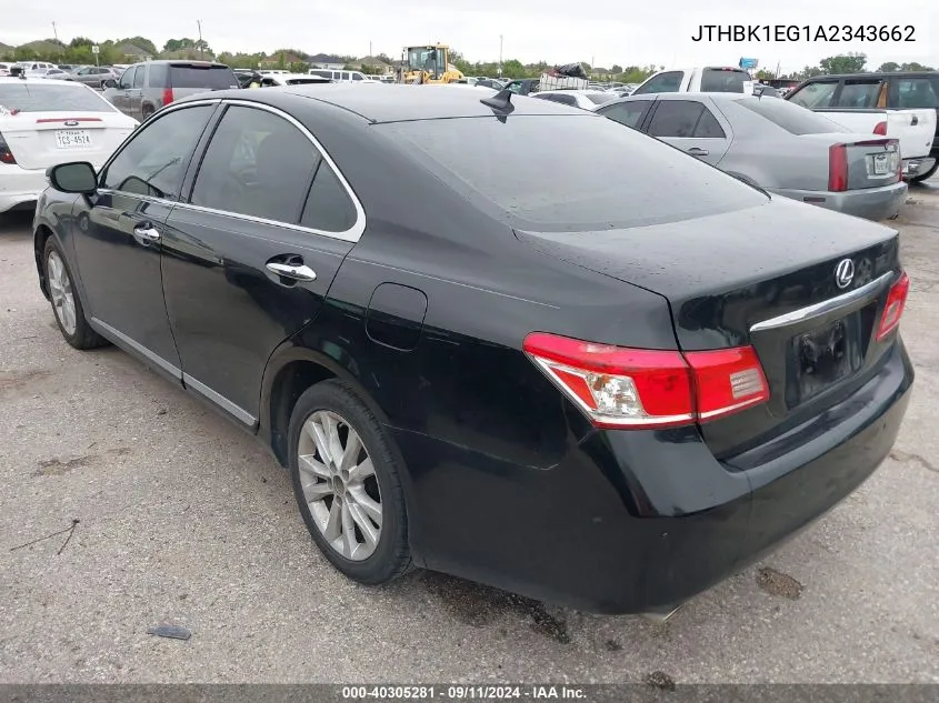 2010 Lexus Es 350 VIN: JTHBK1EG1A2343662 Lot: 40305281