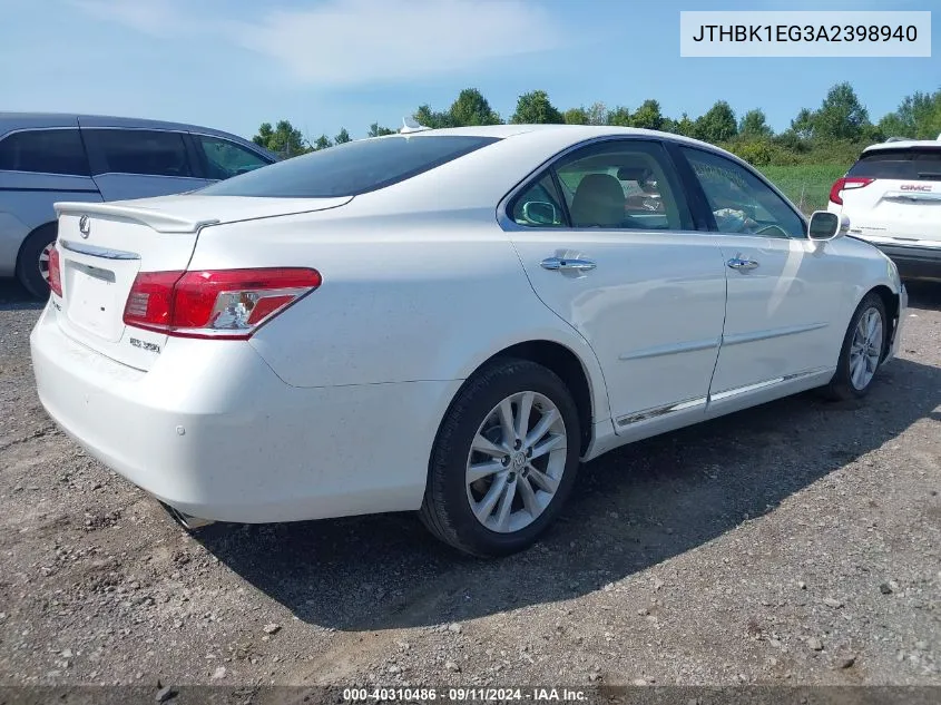 2010 Lexus Es 350 VIN: JTHBK1EG3A2398940 Lot: 40310486