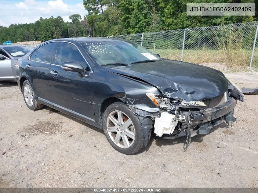 2010 Lexus Es 350 VIN: JTHBK1EG0A2402409 Lot: 40321497