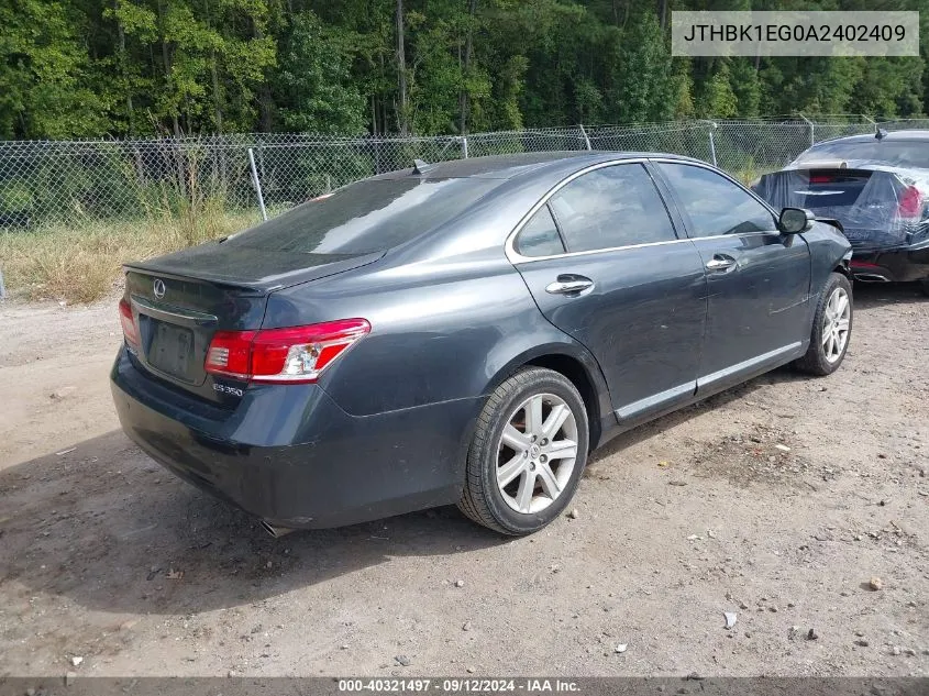 2010 Lexus Es 350 VIN: JTHBK1EG0A2402409 Lot: 40321497