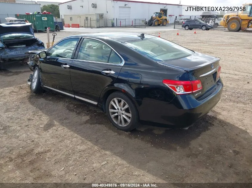 2010 Lexus Es 350 VIN: JTHBK1EGXA2367958 Lot: 40349876