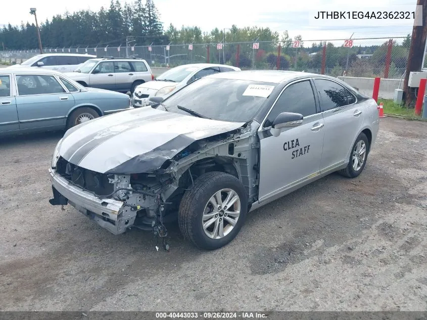 2010 Lexus Es 350 VIN: JTHBK1EG4A2362321 Lot: 40443033