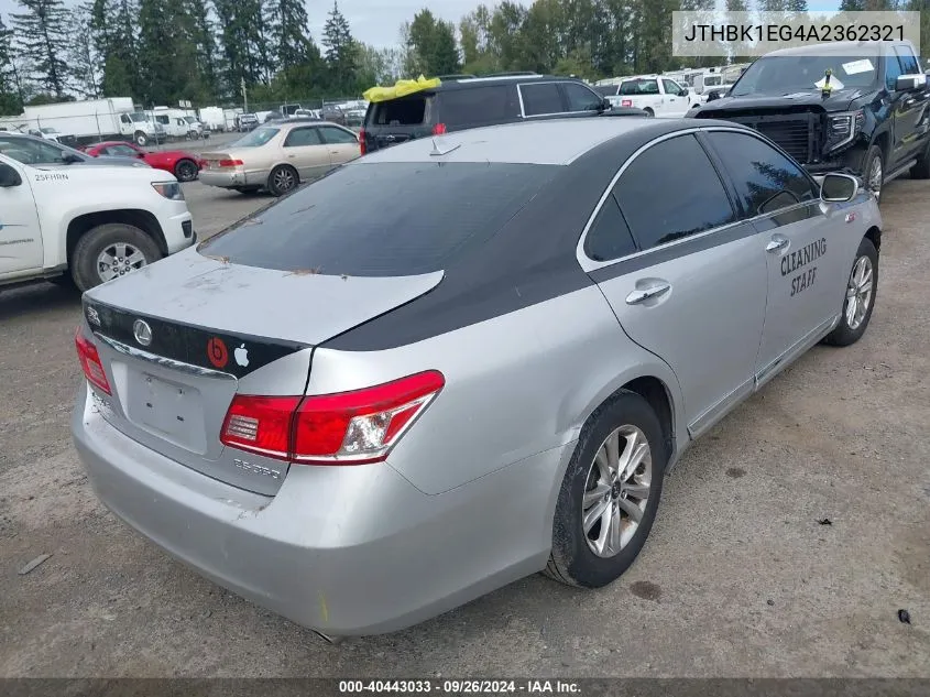 2010 Lexus Es 350 VIN: JTHBK1EG4A2362321 Lot: 40443033