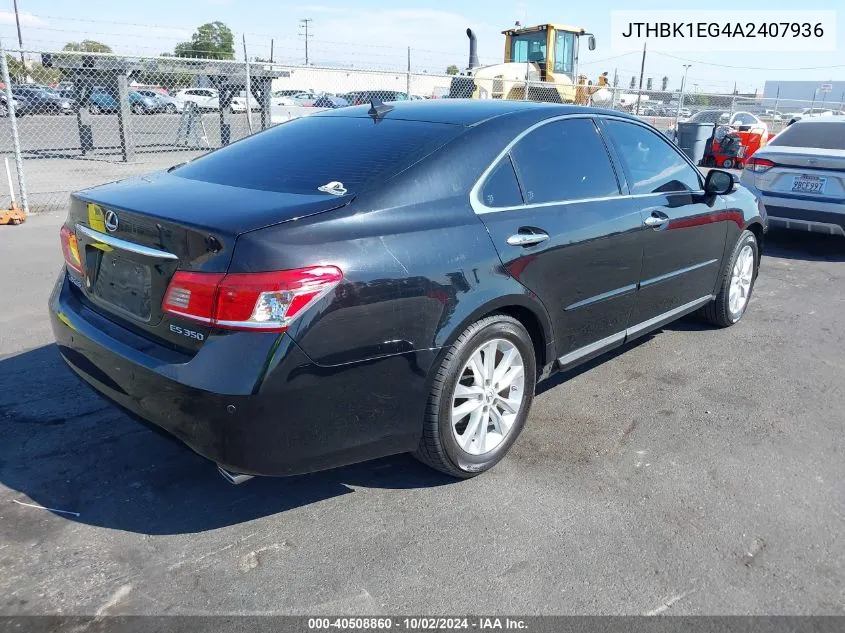 2010 Lexus Es 350 VIN: JTHBK1EG4A2407936 Lot: 40508860