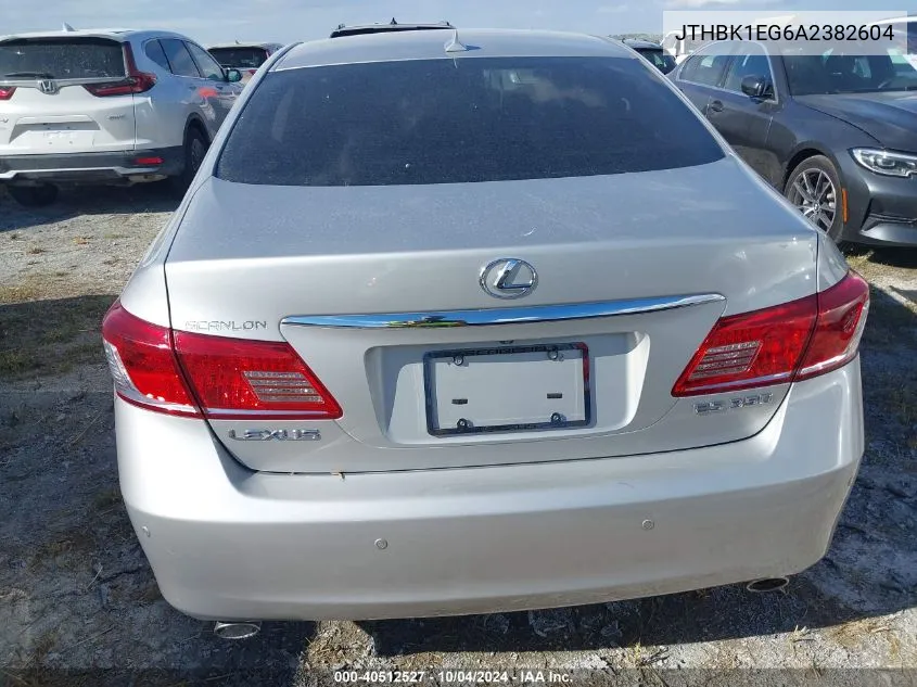 2010 Lexus Es 350 VIN: JTHBK1EG6A2382604 Lot: 40512527