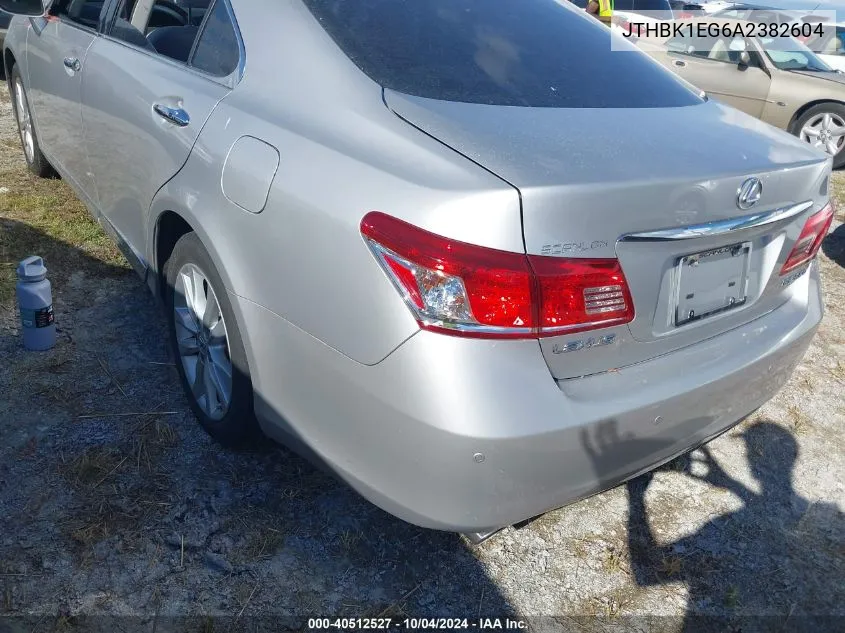 2010 Lexus Es 350 VIN: JTHBK1EG6A2382604 Lot: 40512527