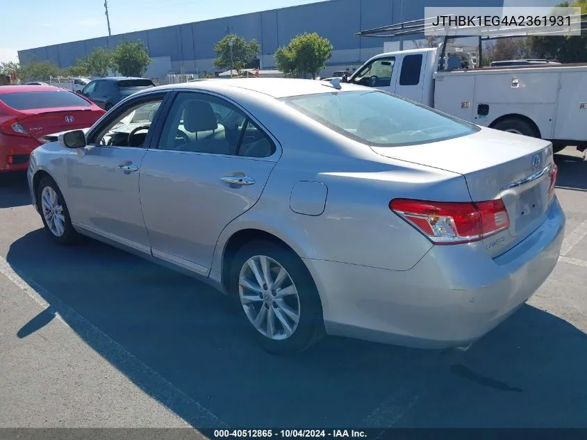 2010 Lexus Es 350 VIN: JTHBK1EG4A2361931 Lot: 40512865