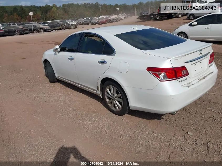 2010 Lexus Es 350 VIN: JTHBK1EG8A2384743 Lot: 40704042