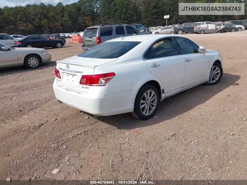 2010 Lexus Es 350 VIN: JTHBK1EG8A2384743 Lot: 40704042