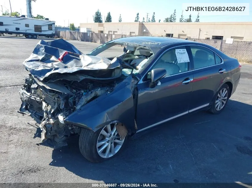 2011 Lexus Es 350 VIN: JTHBK1EG6B2428627 Lot: 37046687