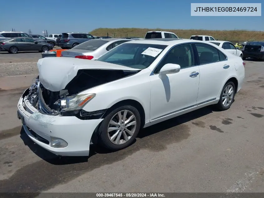 JTHBK1EG0B2469724 2011 Lexus Es 350