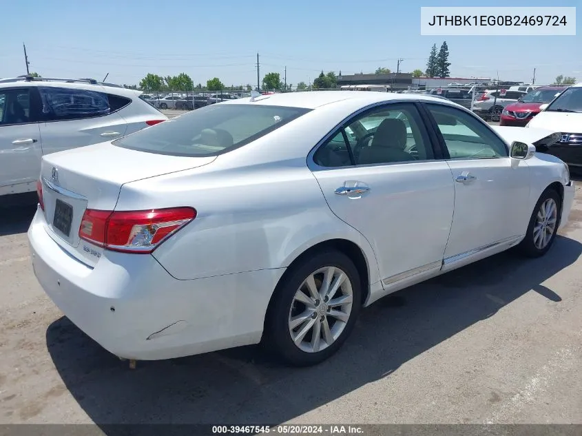 2011 Lexus Es 350 VIN: JTHBK1EG0B2469724 Lot: 39467545