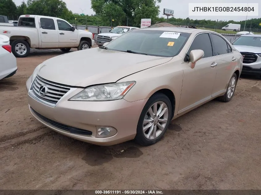 2011 Lexus Es 350 VIN: JTHBK1EG0B2454804 Lot: 39511191