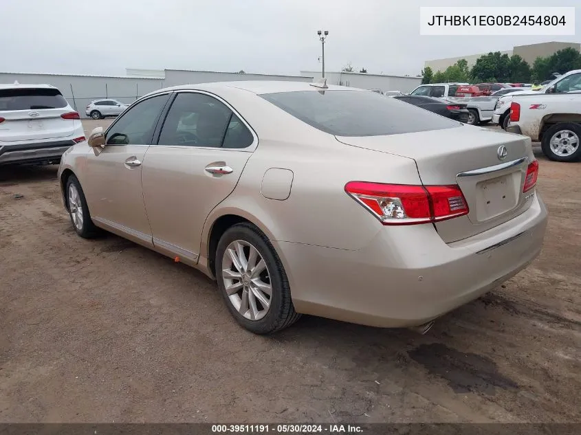 2011 Lexus Es 350 VIN: JTHBK1EG0B2454804 Lot: 39511191