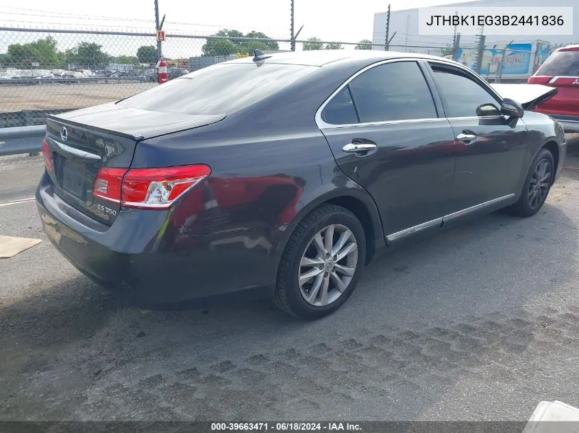 2011 Lexus Es 350 VIN: JTHBK1EG3B2441836 Lot: 39663471