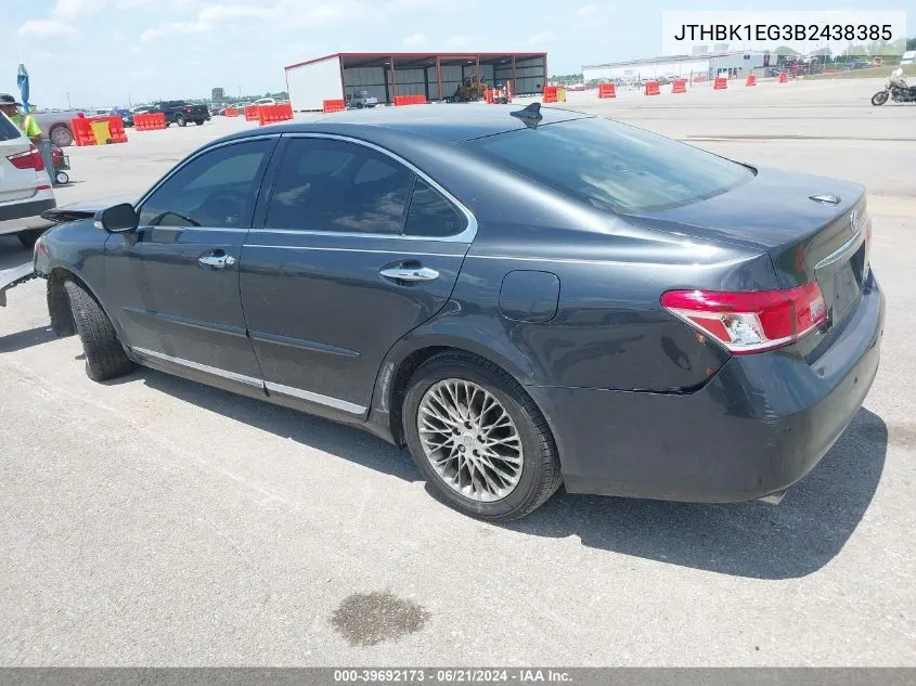 2011 Lexus Es 350 VIN: JTHBK1EG3B2438385 Lot: 39692173