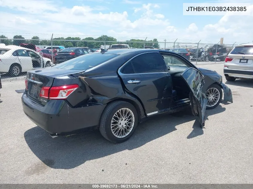 2011 Lexus Es 350 VIN: JTHBK1EG3B2438385 Lot: 39692173