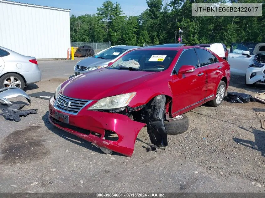 2011 Lexus Es 350 VIN: JTHBK1EG6B2422617 Lot: 39854661