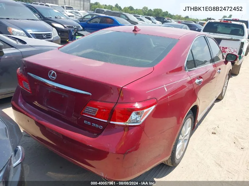 JTHBK1EG8B2472452 2011 Lexus Es 350