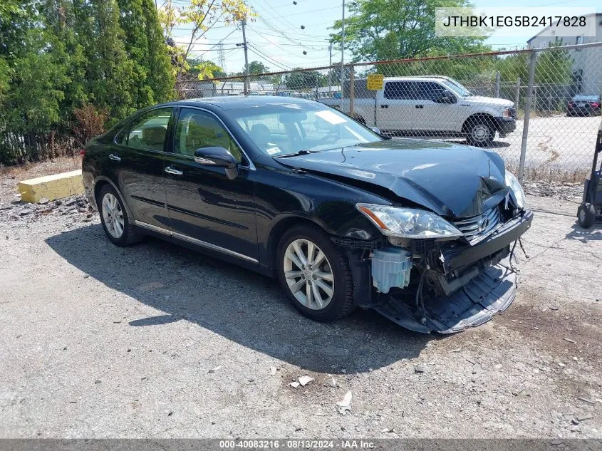 2011 Lexus Es 350 VIN: JTHBK1EG5B2417828 Lot: 40083216