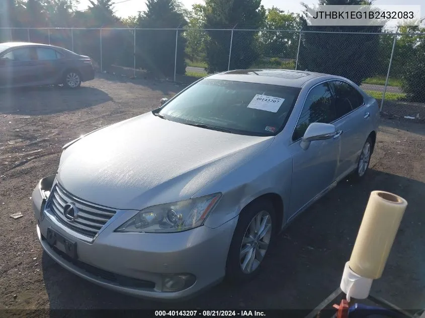 2011 Lexus Es 350 350 VIN: JTHBK1EG1B2432083 Lot: 40143207