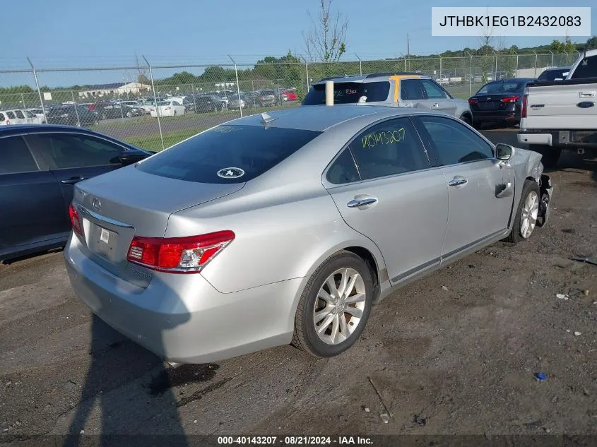 2011 Lexus Es 350 350 VIN: JTHBK1EG1B2432083 Lot: 40143207