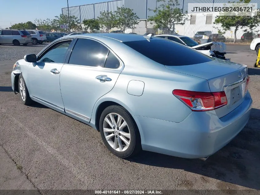 2011 Lexus Es 350 VIN: JTHBK1EG5B2436721 Lot: 40181641