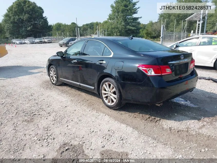 2011 Lexus Es VIN: JTHDK1EG5B2428571 Lot: 40207712