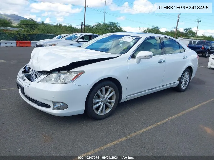 2011 Lexus Es 350 VIN: JTHBK1EG9B2418495 Lot: 40247075