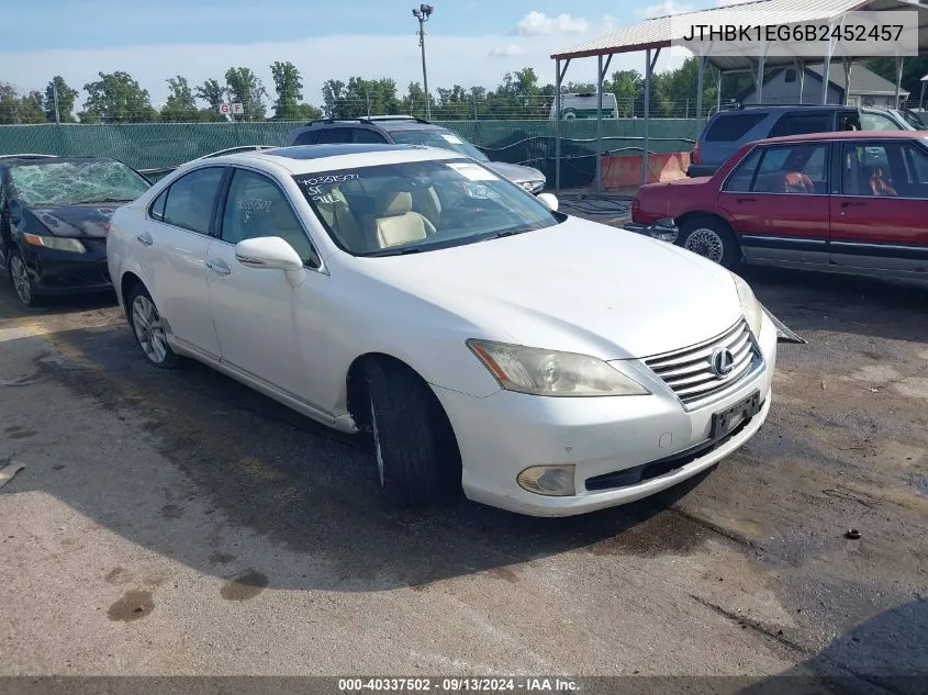 2011 Lexus Es 350 VIN: JTHBK1EG6B2452457 Lot: 40337502