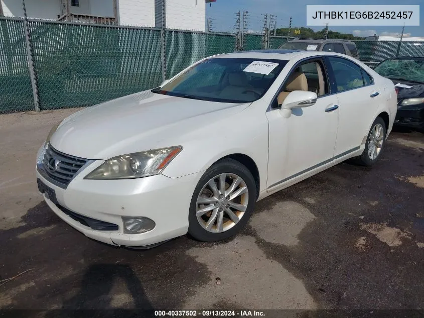 2011 Lexus Es 350 VIN: JTHBK1EG6B2452457 Lot: 40337502