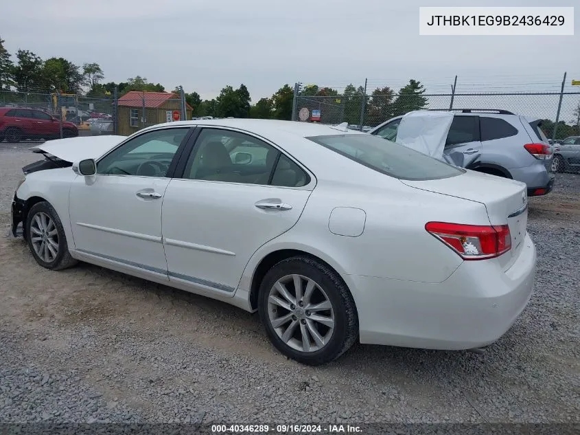 2011 Lexus Es 350 VIN: JTHBK1EG9B2436429 Lot: 40346289