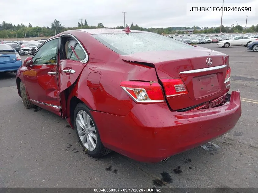 2011 Lexus Es 350 VIN: JTHBK1EG6B2466990 Lot: 40350357