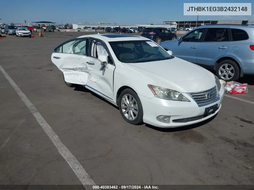 2011 Lexus Es 350 VIN: JTHBK1EG3B2432148 Lot: 40383462