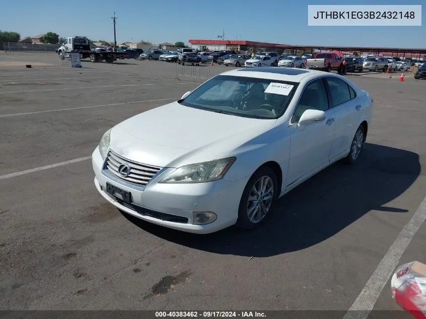 JTHBK1EG3B2432148 2011 Lexus Es 350