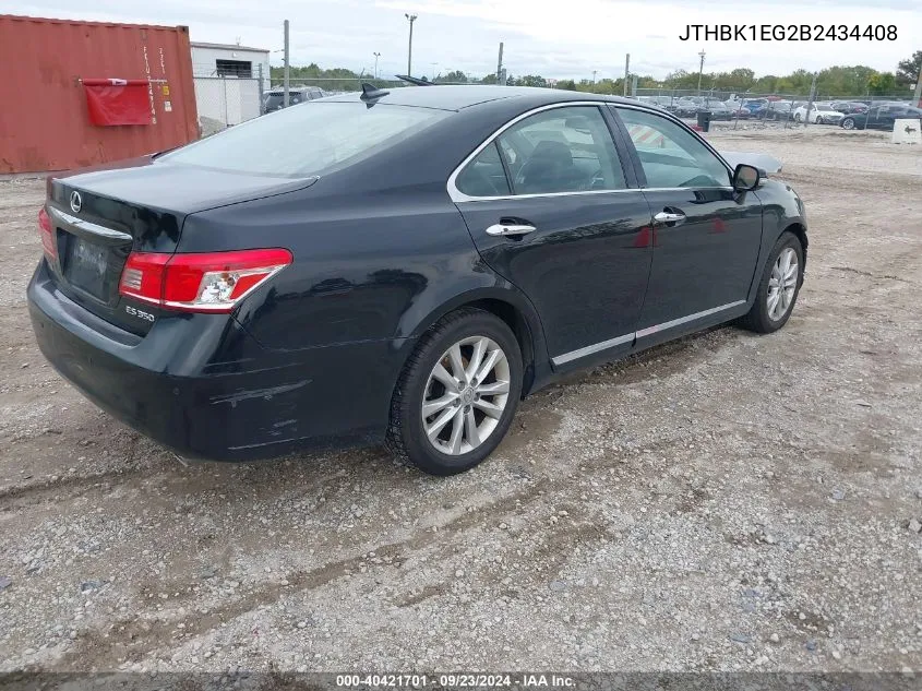 2011 Lexus Es 350 VIN: JTHBK1EG2B2434408 Lot: 40421701