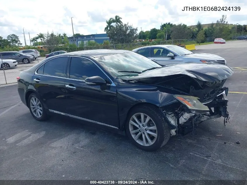 2011 Lexus Es 350 VIN: JTHBK1EG6B2424139 Lot: 40423738