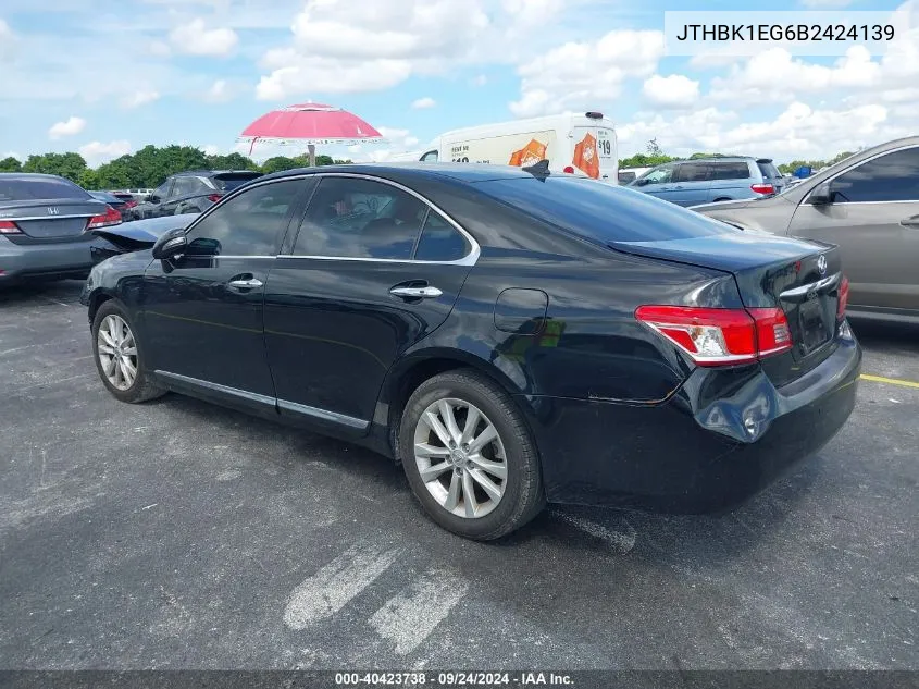 2011 Lexus Es 350 VIN: JTHBK1EG6B2424139 Lot: 40423738