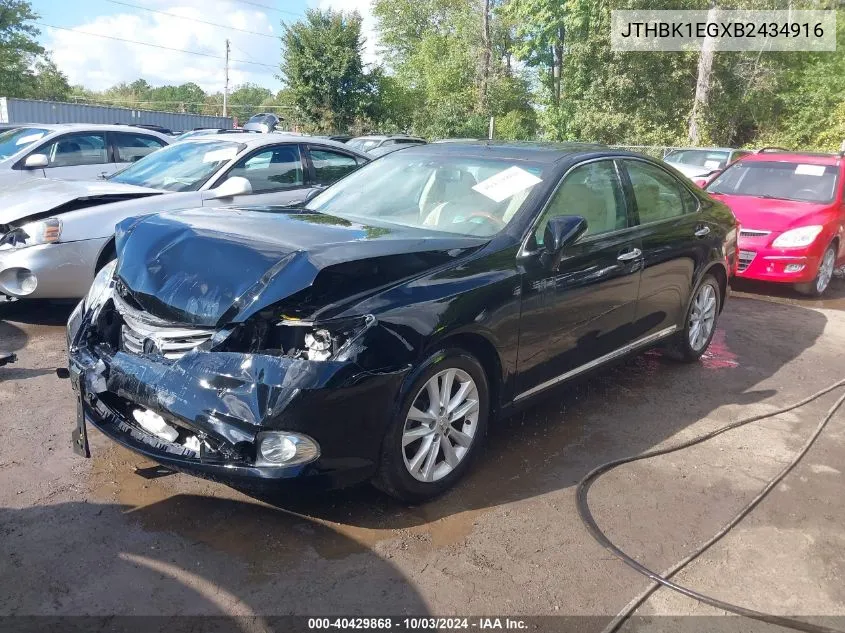 2011 Lexus Es 350 VIN: JTHBK1EGXB2434916 Lot: 40429868