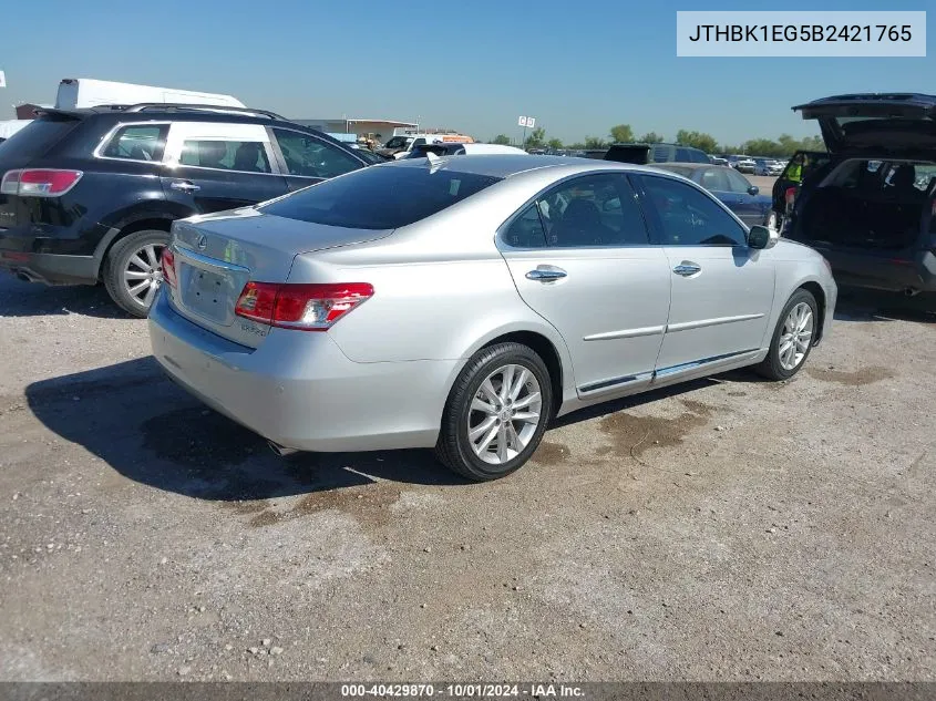 2011 Lexus Es 350 350 VIN: JTHBK1EG5B2421765 Lot: 40429870