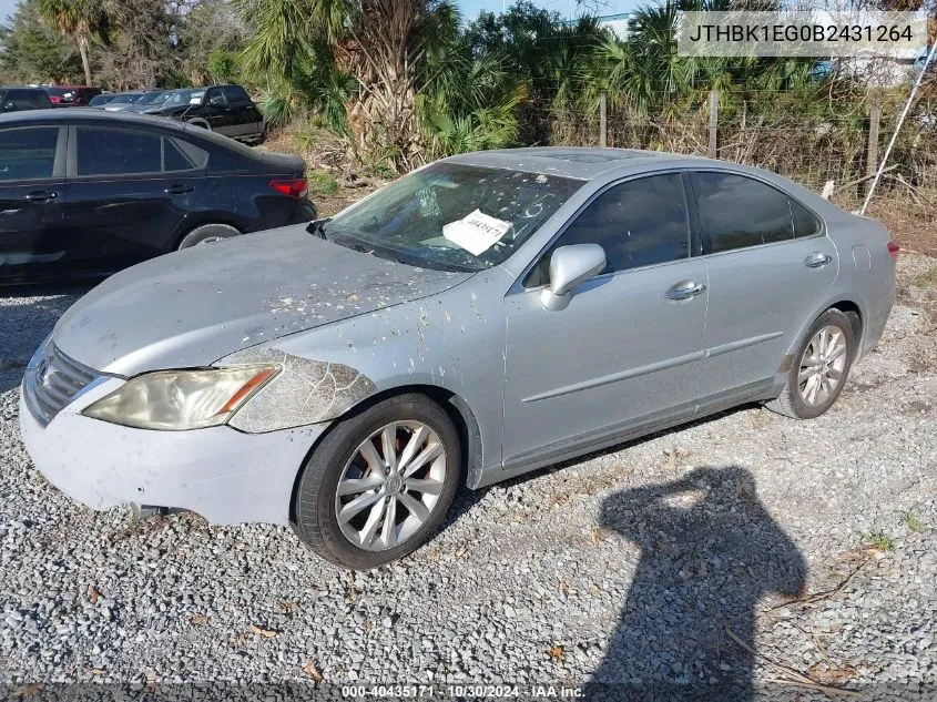 2011 Lexus Es 350 VIN: JTHBK1EG0B2431264 Lot: 40435171